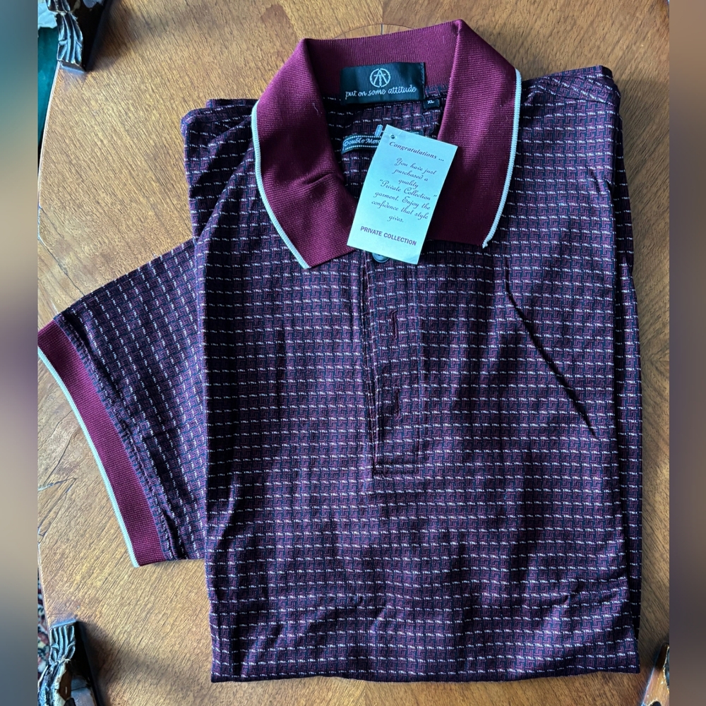 DEADSTOCK NEW Attitude Golf Burgundy Vintage Golf Shirt, Men's XL